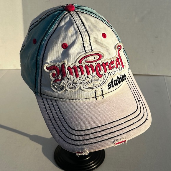 Universal Accessories - Universal‎ Studios Baseball Cap Distressed Embroidered Logo Hat Adjustable